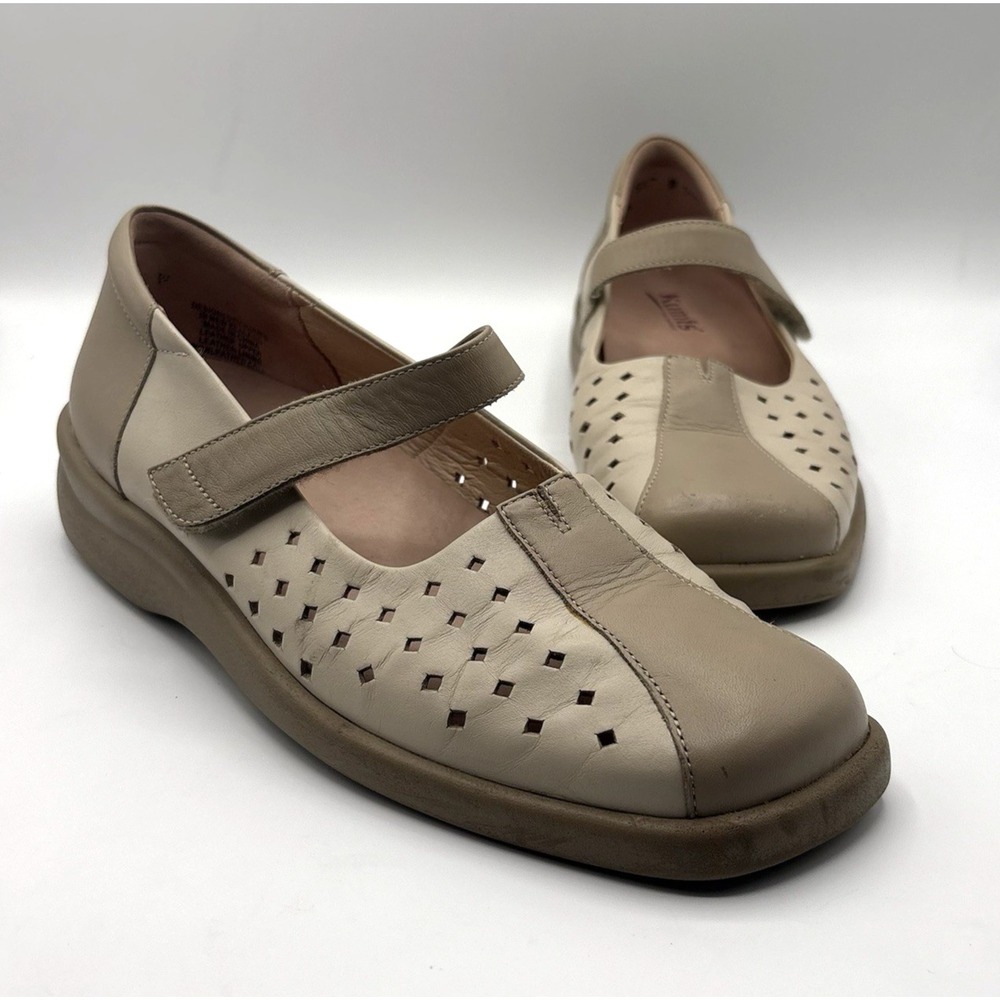 KUMFS Mary Janes Shoes Women's‎ Size 39/US 8.5 Beige Leather Comfort Flats